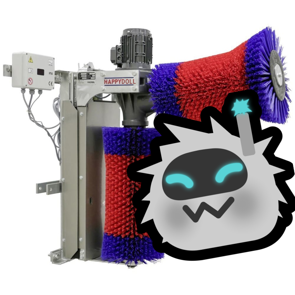Neobot in the cow brusher, this time rebranded to "happydoll"